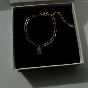 Gold Initial S Charm Bracelet